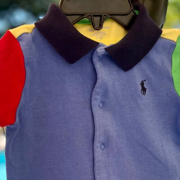 Boys color block Ralph Lauren shortfall/jumpsuit, 9 Mo - Picture 6 of 6